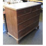 A George III oak chest of drawers, the moulded rectangular top