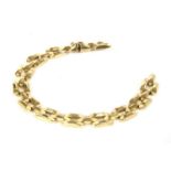 An Italian 9ct gold hollow three row gate link bracelet