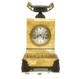 An Empire marble and gilt bronze mantel clock, with an urn surmount, dismantled, 42cm high