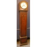 A 1920s oak cased grandmother clock, with silvered dial and Arabic numerals, 124cm high, together