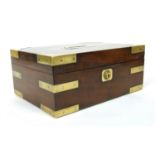 A 19th century mahogany and brass bound jewellery box