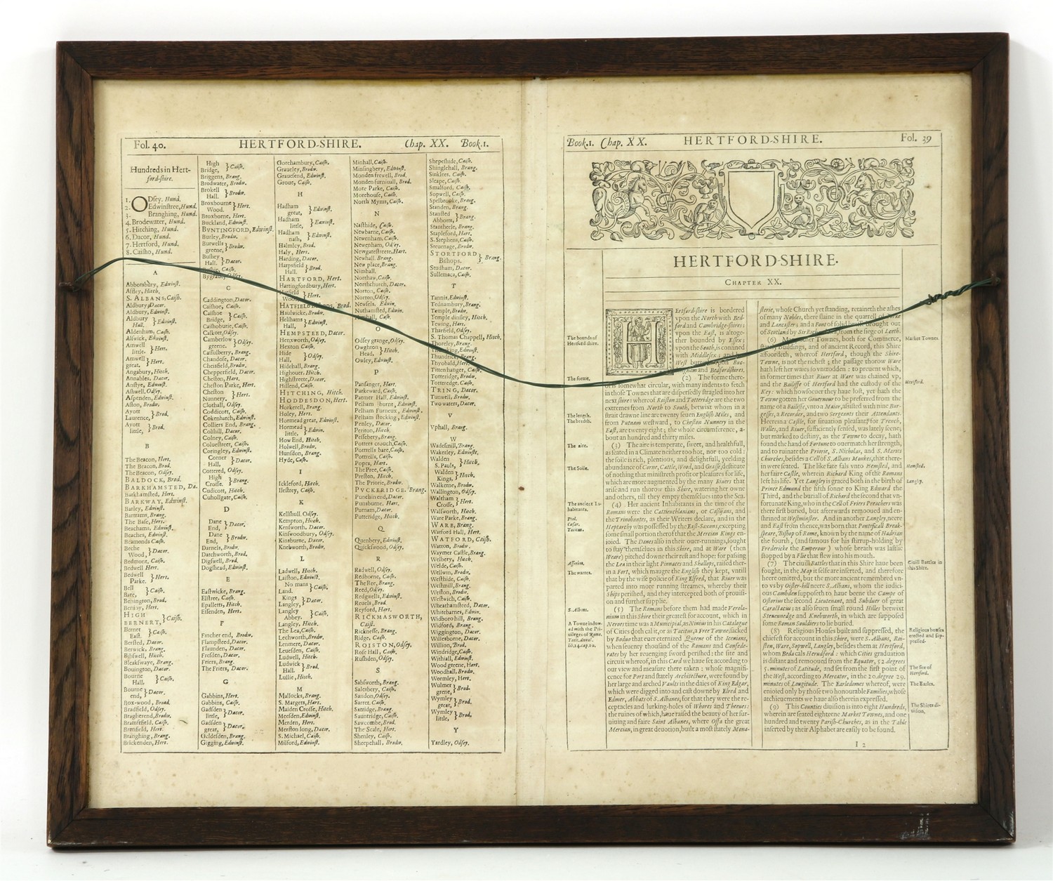 A John Speede hand coloured map of Hertfordshire - Image 2 of 2