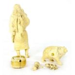 A Japanese ivory fisherman and a bear,