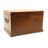 A 19th century mahogany box, with ebony stringing and brass drop handles to the side, 45 cm wide, 31