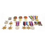 A collection of World War I and World War II medals, awarded 2426 PTE J.A. Macdougall High LI.
