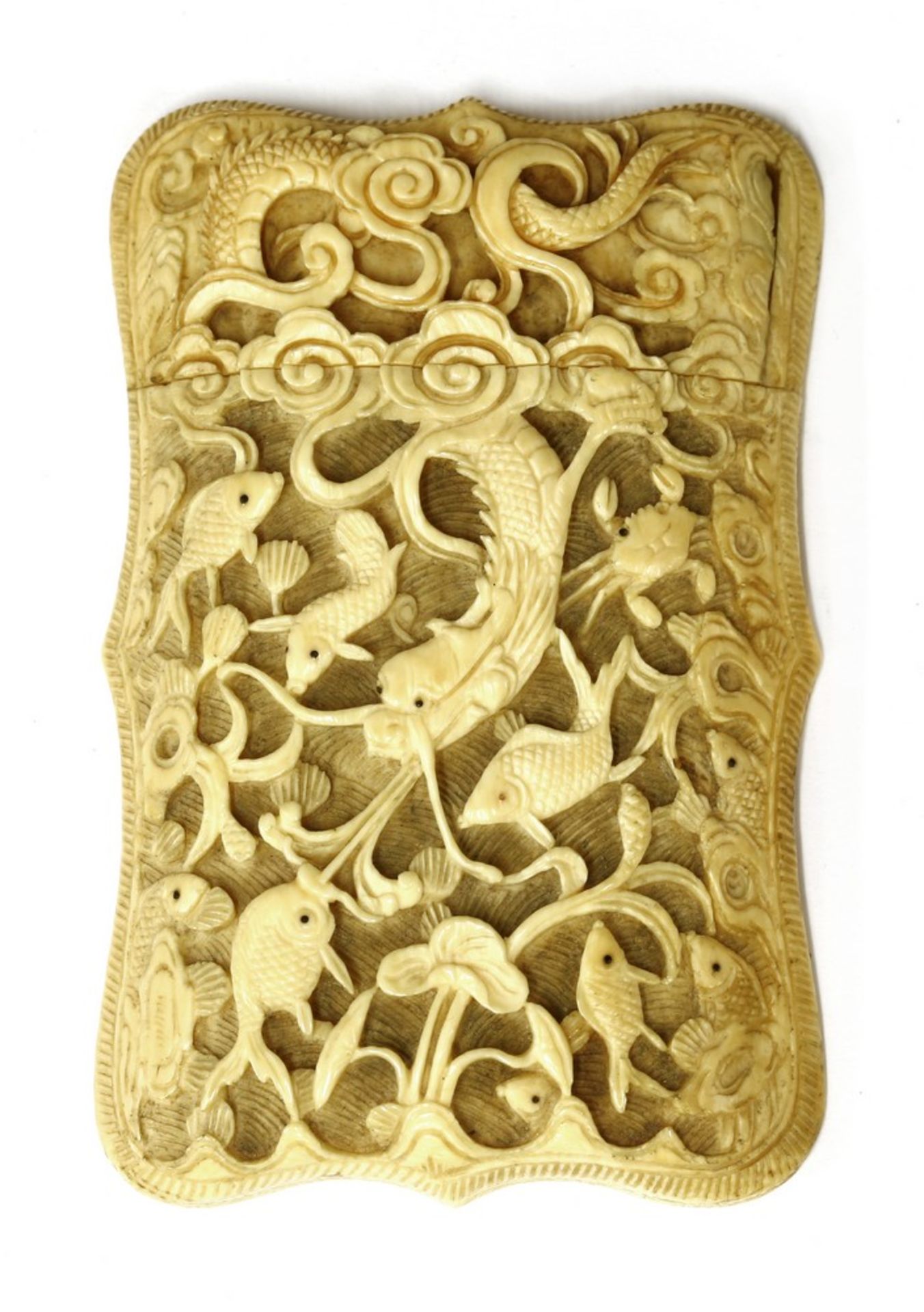 A Chinese Canton ivory card case