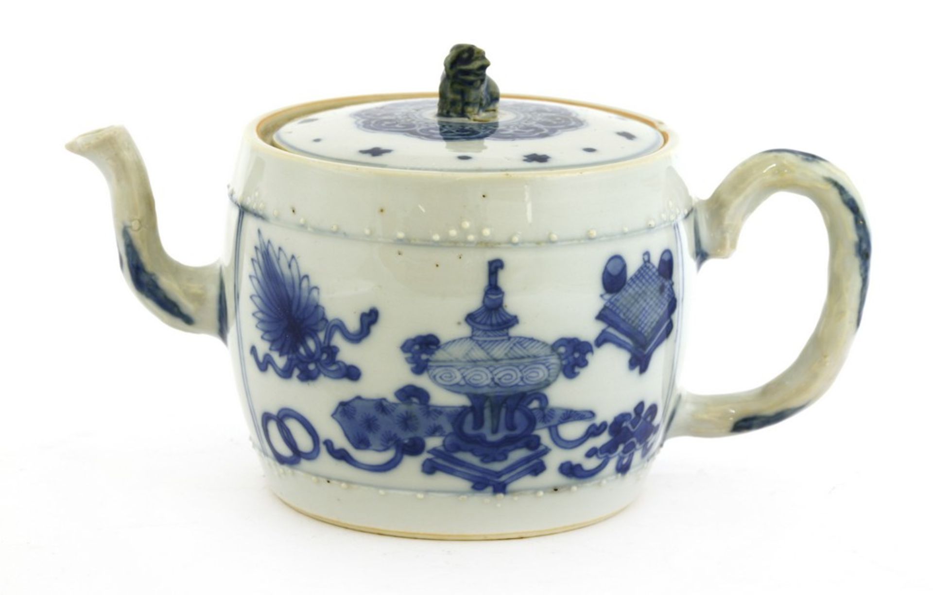 A Chinese blue and white teapot