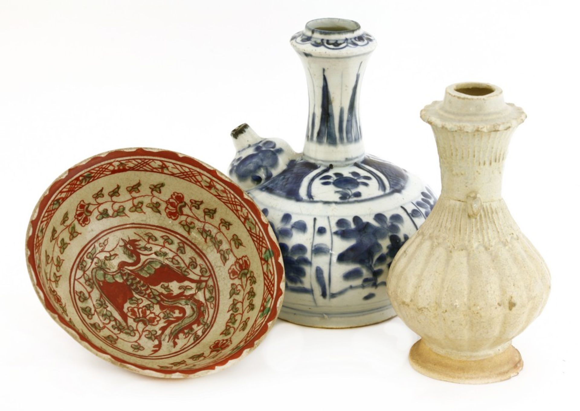 A blue and white kendi, a qingbai vase and a Vietnamese bowl - Image 2 of 2