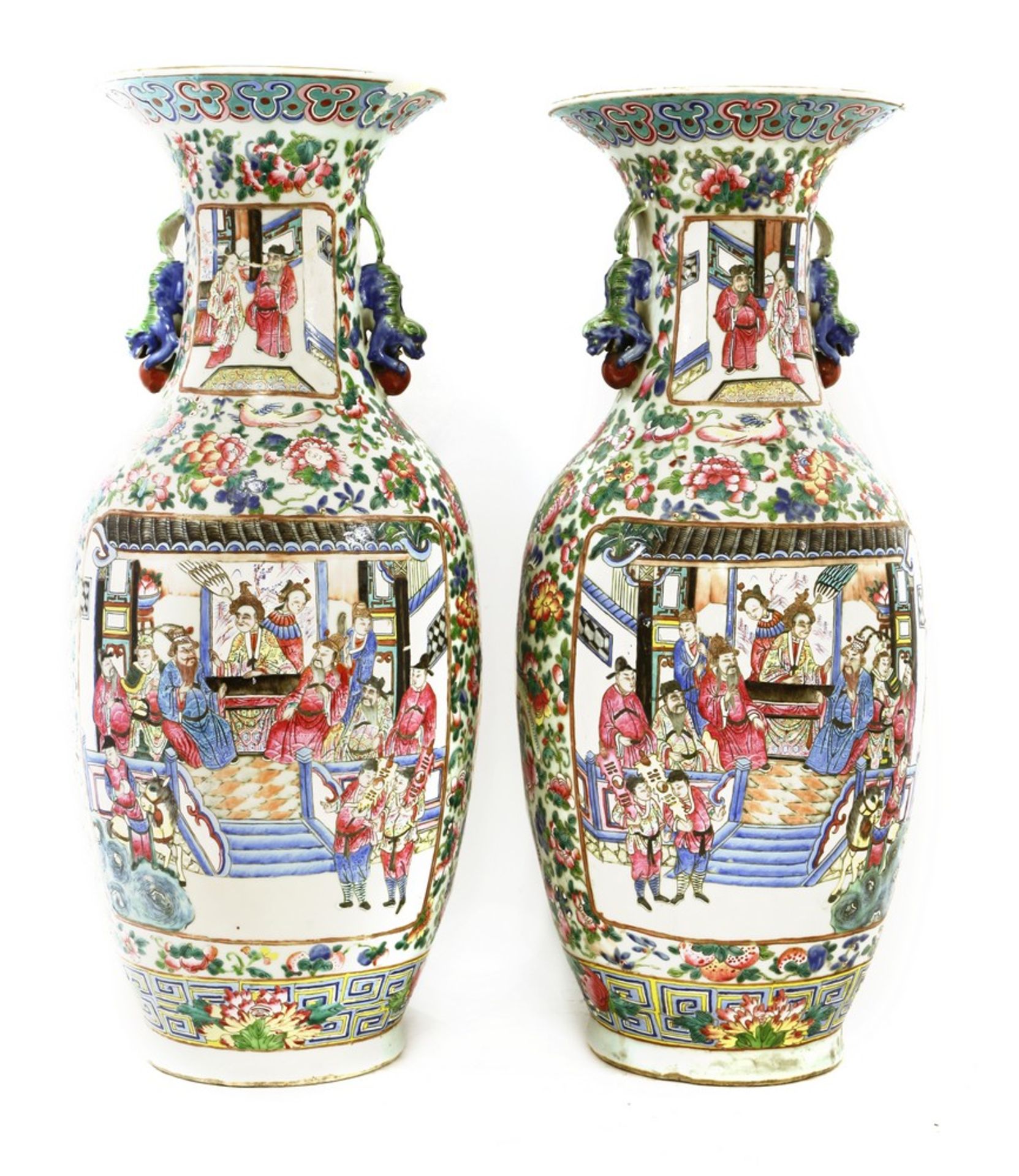 A pair of Chinese Canton famille rose vases,