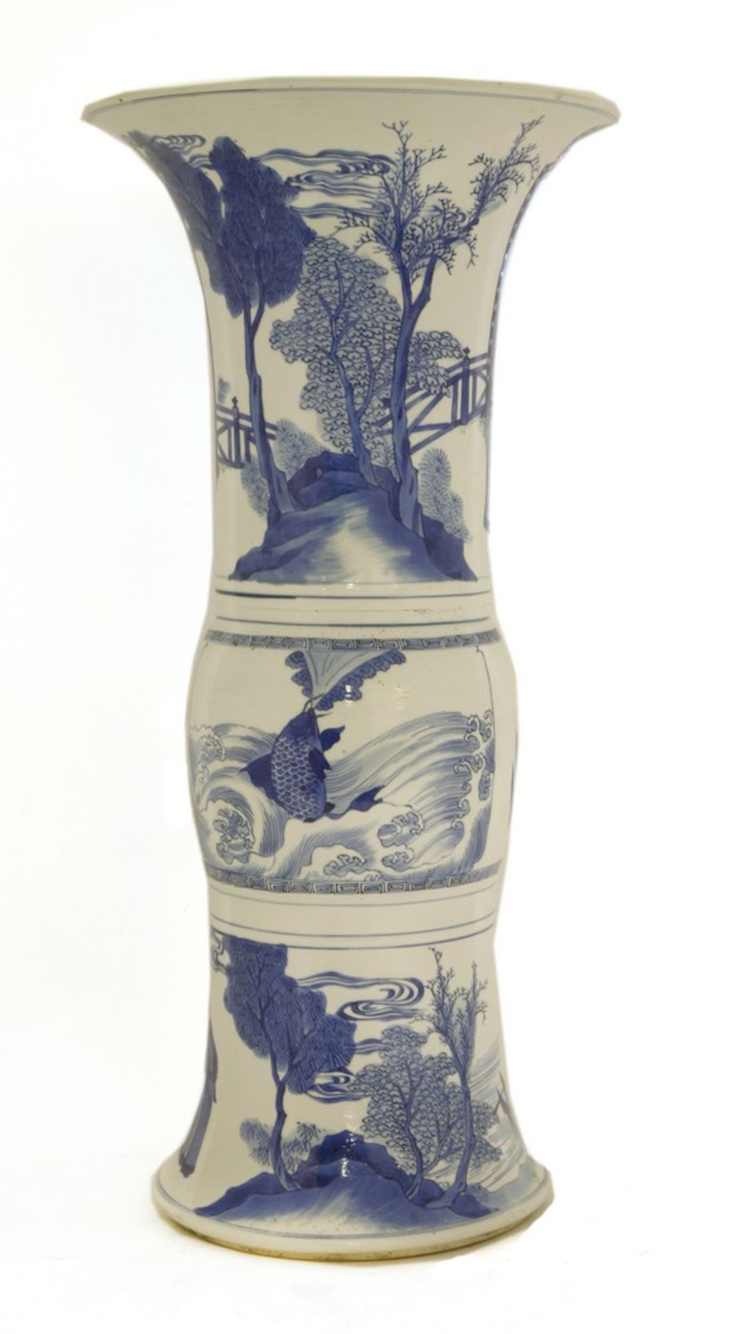 A Chinese blue and white gu vase - Image 2 of 2