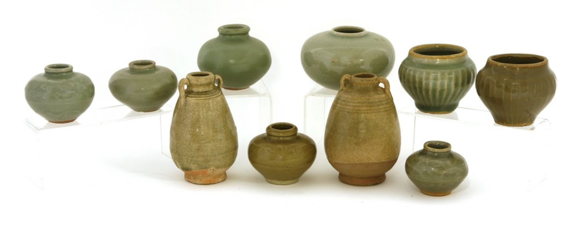 A collection of Chinese Longquan celadon jarlets