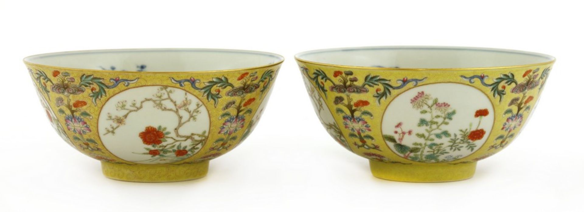 A pair of Chinese famille rose bowls