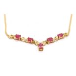 A 9ct gold ruby and diamond necklace