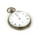 A sterling silver open cased pocket watch