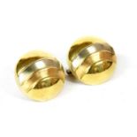 A pair of Continental three colour gold dome earrings