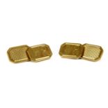 A pair of 9ct gold rectangular cut chain link cufflinks