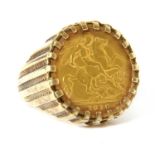 A half sovereign gold ring coin dated 1910