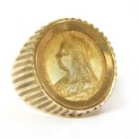 A 9ct gold coin ring