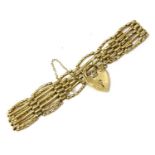 A 9ct gold five row gate bracelet