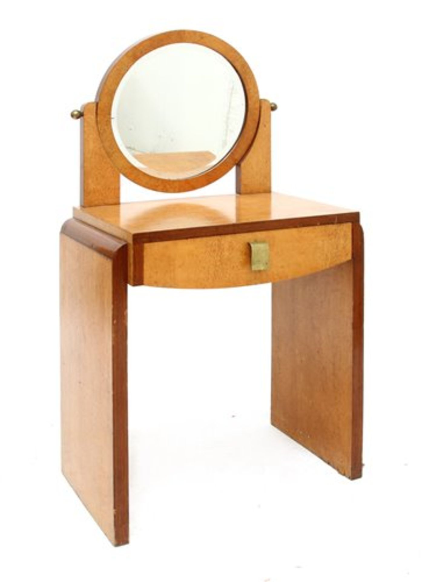 An Art Deco burr maple and walnut dressing table,