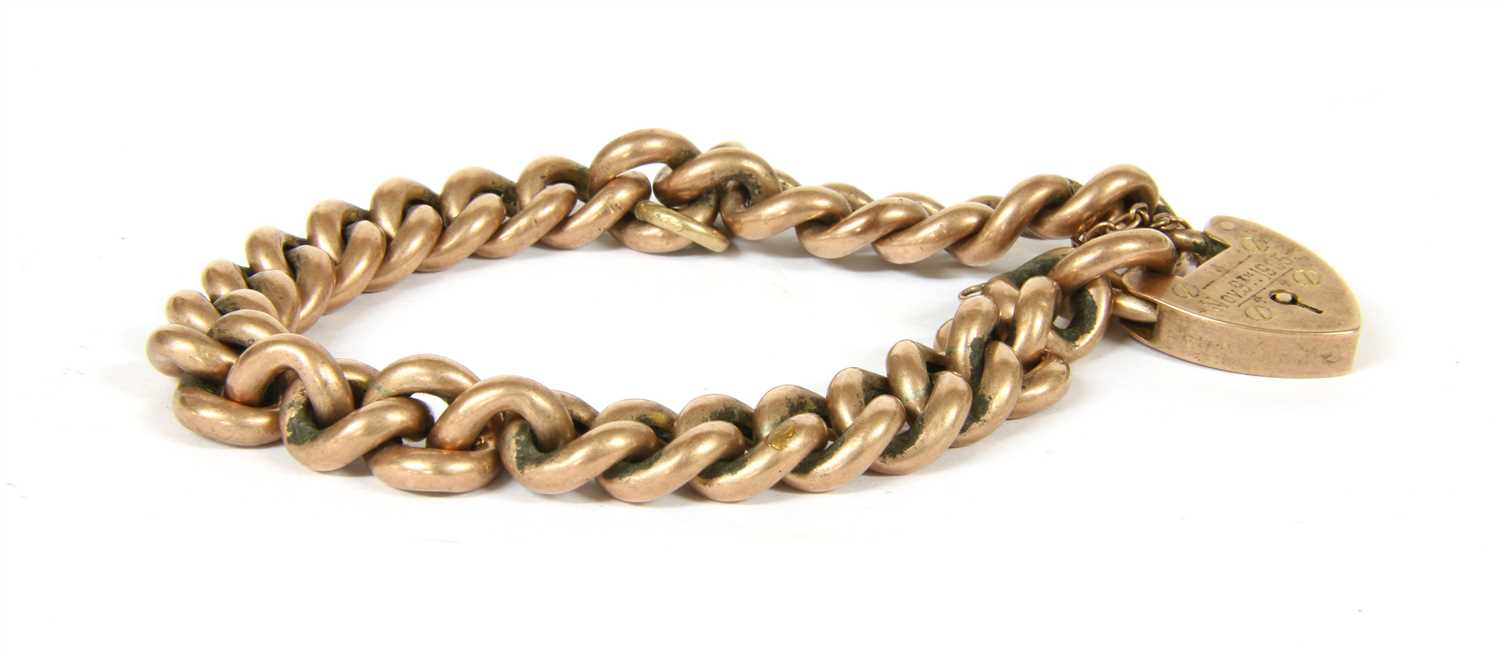 A 9ct rose gold curb link bracelet