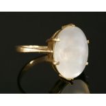 A Continental high carat gold single stone moonstone ring