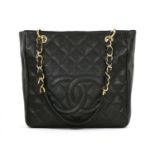 A Chanel black Caviar Petit shopping tote PST,