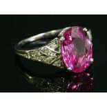 A pink sapphire ring