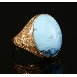 A gentlemen's Chinese gold and turquoise ring,