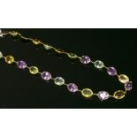 A gold assorted gemstone rivière necklace