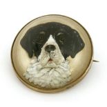 A mid-Victorian circular reverse painted intaglio portrait brooch,