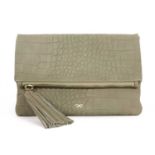 An Anya Hindmarch sage green Huxley fold over clutch,