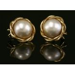 A pair of 9ct gold mabe pearl earrings