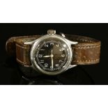 A gentlemen's nickel plated WWII Bulova mechanical strap watch