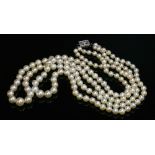 A two row graduated cultured pearl necklace
