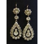 A pair of Georgian paste drop earrings,