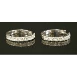 A pair of Italian white gold diamond set hoop earrings