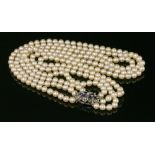 A three row cultured pearl necklace