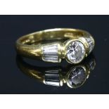 An 18ct gold single stone diamond ring,