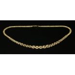 A 9ct gold two row graduated hollow panther link necklace