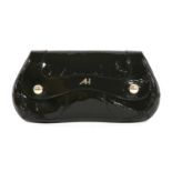 An Anya Hindmarch black patent clutch handbag,