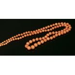 A single row graduated coral bead necklace