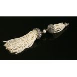 A Belle Époque pearl, diamond and seed pearl tassel