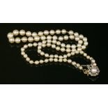 A single row graduated cultured pearl necklace,