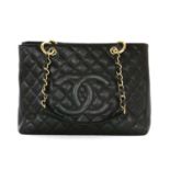 A Chanel black Caviar Grand shopping tote GST,