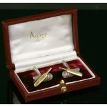 A cased pair of sterling silver and 9ct gold cricket bat and pad cufflinks,