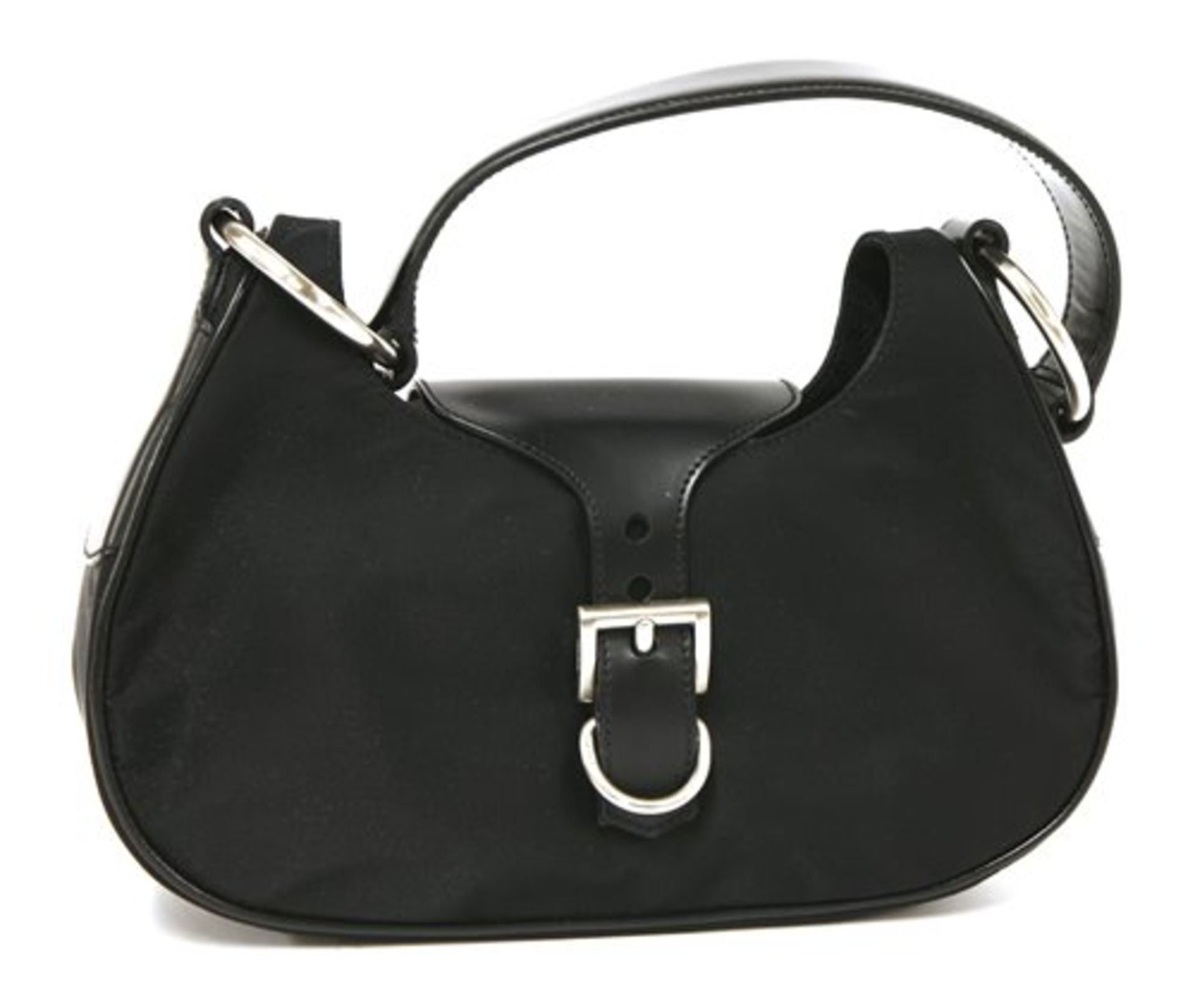 A Prada black canvas and leather handbag,