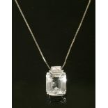 An Italian white gold aquamarine and diamond pendant