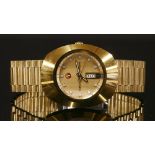 A gentlemen's gold plated Rado Diastar 636.0013.3 automatic day date bracelet watch