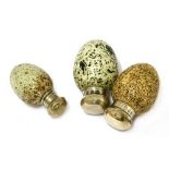 Three Victorian miniature porcelain egg shaped scent bottles